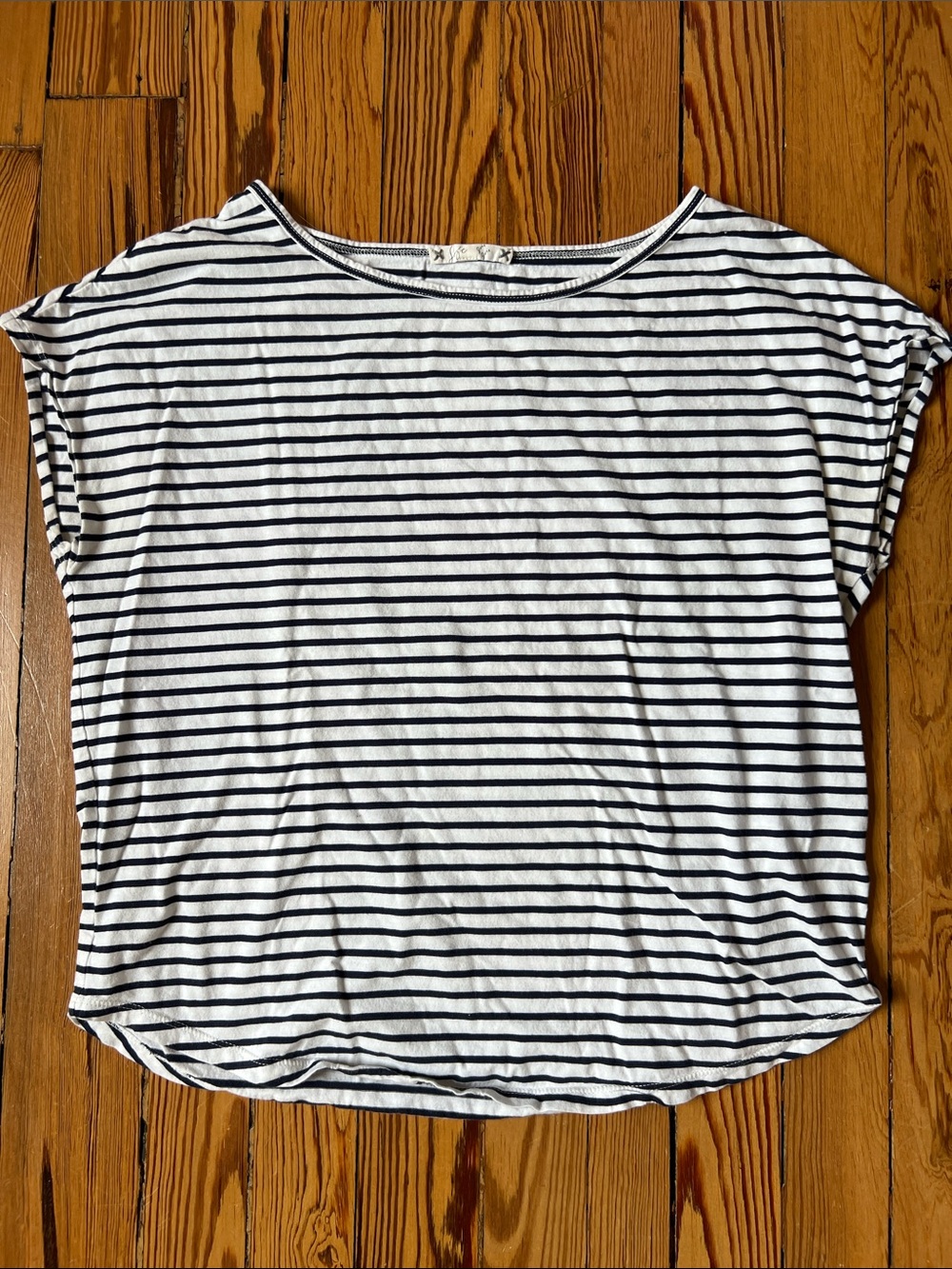 Joie Navy & White Striped Sleeveless T-Shirt - Cotton